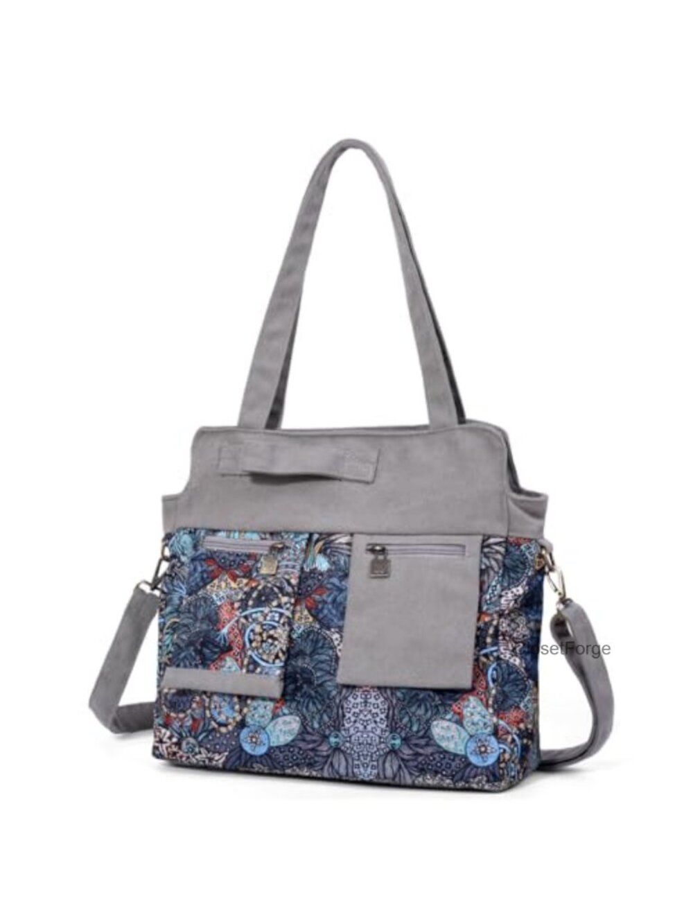 Boho Canvas Tote Bag for Women Crossbody Shoulder Purse with Pockets